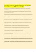 Certified Prevention Specialist Questions and Revised  Correct Answers &vert; 100&percnt; Guarantee Pass 