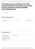 ISC2 Cybersecurity Certification &lpar;CC&rpar; 2025 update&vert;comprehensive questions and verified answers &lpar;complete solutions&rpar; ASSURED SUCCESS&vert;GRADE A&plus;&excl;&excl;