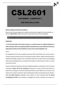 CSL2601 Assignment 1 &lpar;COMPLETE ANSWERS&rpar; Semester 1 2025 - DUE March 2025