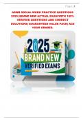 ASWB SOCIAL WORK PRACTICE QUESTIONS  2025&vert; BRAND NEW ACTUAL EXAM WITH 100&percnt;  VERIFIED QUESTIONS AND CORRECT  SOLUTIONS&vert; GUARANTEED VALUE PACK&vert; ACE  YOUR GRADES&period;