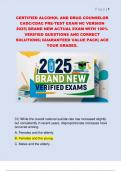 CERTIFIED ALCOHOL AND DRUG COUNSELOR  CADC&sol;CDAC PRE-TEST EXAM NC VERSION  2025&vert; BRAND NEW ACTUAL EXAM WITH 100&percnt;  VERIFIED QUESTIONS AND CORRECT  SOLUTIONS&vert; GUARANTEED VALUE PACK&vert; ACE  YOUR GRADES&period;
