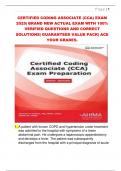 CERTIFIED CODING ASSOCIATE &lpar;CCA&rpar; EXAM  2025&vert; BRAND NEW ACTUAL EXAM WITH 100&percnt;  VERIFIED QUESTIONS AND CORRECT  SOLUTIONS&vert; GUARANTEED VALUE PACK&vert; ACE  YOUR GRADES&period; 