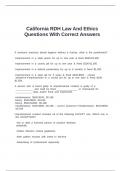 California RDH Law And Ethics Questions With Correct Answers