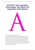 AU PSYC 355 Cognitive Psychology Test Bank For Cognition 10th Edition Thomas A Farmer Margaret W Matlin from chapter All chapters covered Athabasca University