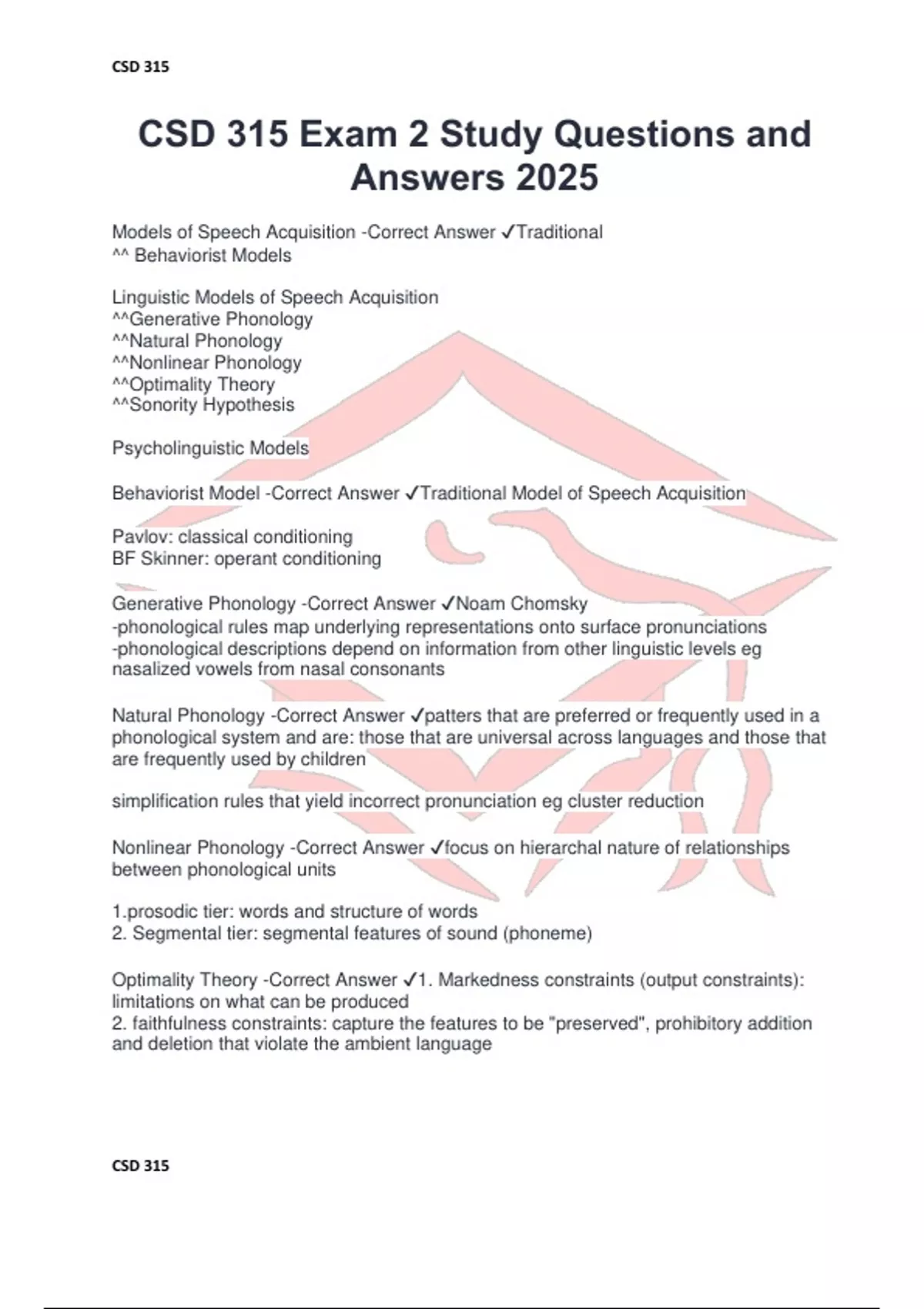 CSD 315 Exam 2 Study Questions and Answers 2025 - CSD 315 - Stuvia US