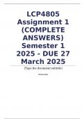 LCP4805 Assignment 1 &lpar;COMPLETE ANSWERS&rpar; Semester 1 2025 - DUE 27 March 2025
