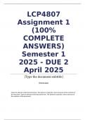 LCP4807 Assignment 1 &lpar;100&percnt; COMPLETE ANSWERS&rpar; Semester 1 2025 - DUE 2 April 2025