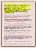 FLORIDA GENERAL LINES AGENT AND CUSTOMER REP STUDY MANUAL GLOSSARY Questions and