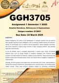 GGH3705 Assignment 1 &lpar;COMPLETE ANSWERS&rpar; Semester 1 2025 &lpar;812601&rpar;- DUE 24 March 2025