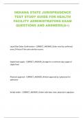 INDIANA STATE JURISPRUDENCE TEST STUDY GUIDE FOR HEALTH FACILITY ADMINISTRATORS EXAM QUESTIONS AND ANSWERS&lpar;A&plus;&rpar;