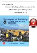 TEST BANK FOR PRINCIPLES OF AUDITING AND OTHER ASSURANCE SERVICES 22ND EDITION BY RAY WHITTINGTON KURT QUESTIONS WITH CORRECT ANSWERS 100&percnt; VERIFIED A&plus;