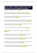 Basic Math in Allied Health Exam Test Questions and Complete Answers