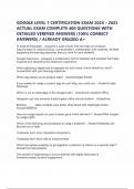 GOOGLE LEVEL 1 CERTIFICATION EXAM 2024 &ndash; 2025 ACTUAL EXAM COMPLETE 400 QUESTIONS WITH DETAILED VERIFIED ANSWERS &lpar;100&percnt; CORRECT ANSWERS&rpar; &sol; ALREADY GRADED A&plus;