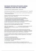 MICHIGAN PESTICIDE APPLICATOR LICENSE COMMERCIAL EXAM 2024&ndash;2025 NEWEST