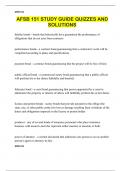 AFSB 151 STUDY GUIDE QUIZZES AND SOLUTIONS