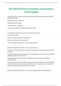 Psy 130 Final Exam Questions and Answers&vert;  Latest Update