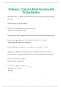 Radiology - Processing Errors Questions with  Verified Solutions 