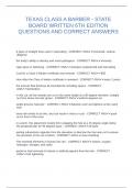TEXAS CLASS A BARBER - STATE BOARD WRITTEN 6TH EDITION QUESTIONS AND CORRECT ANSWERS