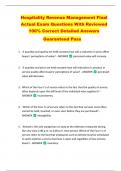 Hospitality Revenue Management Final  Actual Exam Questions With Reviewed  100&percnt; Correct Detailed Answers  Guaranteed Pass
