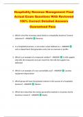 Hospitality Revenue Management Final  Actual Exam Questions With Reviewed  100&percnt; Correct Detailed Answers  Guaranteed Pass 