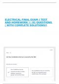 ELECTRICAL FINAL EXAM &lpar; TEST AND HOMEWORK &rpar; &vert; 81 QUESTIONS &vert; WITH COMPLETE SOLUTIONS&excl;&excl;