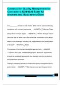 Construction Quality Management for  Contractors 2024&sol;2025 Exam All  Answers and Illustrations Given