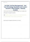 Turf &lpar;3b&rpar;&colon; Turf Pest Management - Test  Your Knowledge Questions and Correct  Answers&sol; Latest Update &sol; Already  Graded