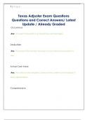 Texas Questions and Correct Answers&sol; Latest Update &sol; Already Graded