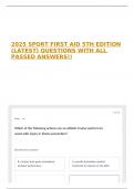 2025 SPORT FIRST AID 5TH EDITION &lpar;LATEST&rpar; QUESTIONS WITH ALL PASSED ANSWERS&excl;&excl;