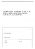 ONLINE COACHING CERTIFICATION EXAM &vert; 139 QUESTIONS &vert; WITH COMPLETE SOLUTIONS&excl;&excl;