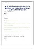 PGA Teaching and Coaching Level 1  Questions and Correct Answers&sol; Latest  Update &sol; Already Graded 