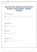Nurs Questions and Correct Answers&sol; Latest Update &sol; Already Graded