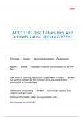 ACCT 1101 Test 1 Questions And Answers Latest Update &lpar;2025&rpar;&excl;&excl;