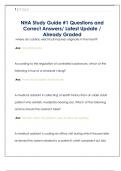 NHA Study Guide &num;1 Questions and  Correct Answers&sol; Latest Update &sol;  Already Graded
