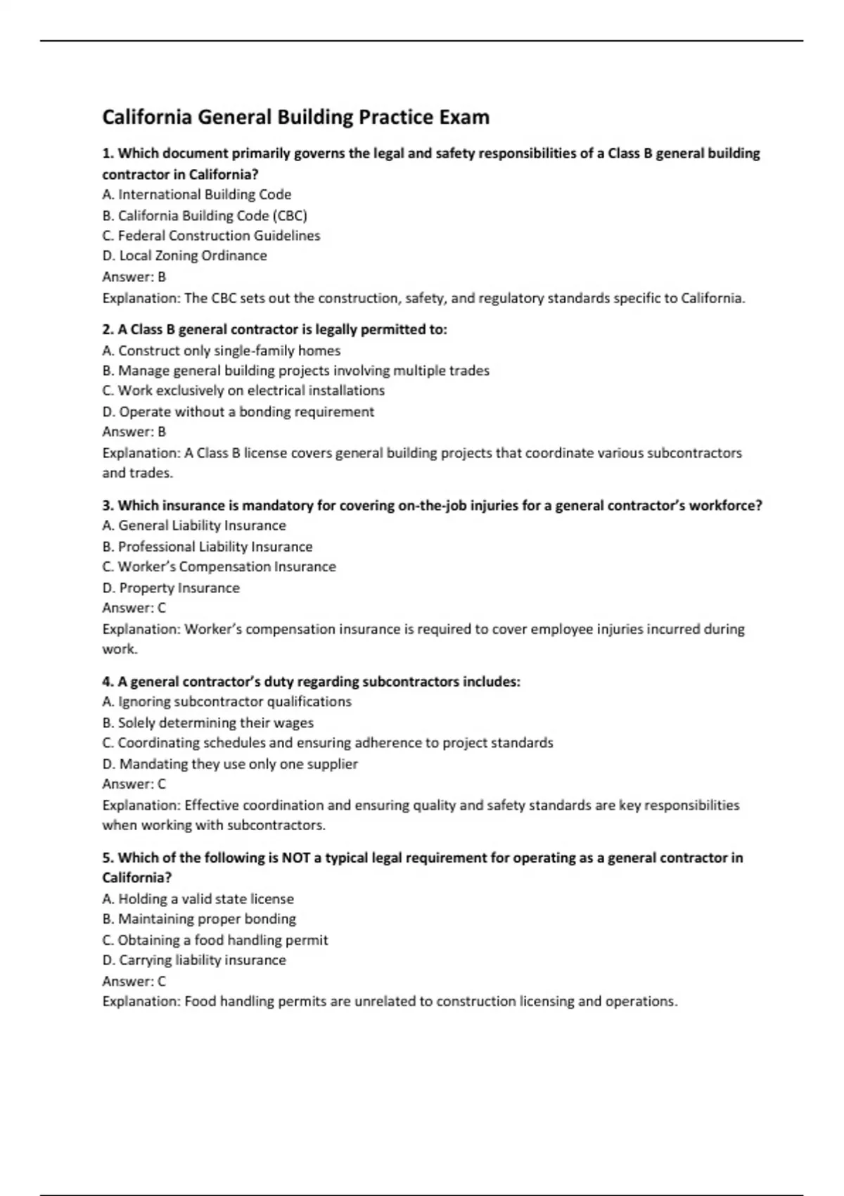 California General Building Practice Exam - Computers - Stuvia US