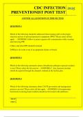  CDC INFECTION PREVENTIONIST POST TEST  QUESTIONS AND ANSWERS 2025