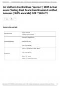 Air Methods Medications &lpar;Version 1&rpar; 2025 Actual exam &lpar;Testing Real Exam Questions&rpar;and verified Answers &lpar; 100&percnt; accurate&rpar; GET IT RIGHT&excl;&excl;