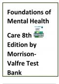 TEST BANK Foundations of Mental Health Care &lpar;8TH&rpar; by Michelle Morrison-Valfre&vert; Complete Guide Chapter 1-33 NEWEST VERSION