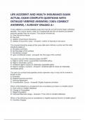LIFE ACCIDENT AND HEALTH INSURANCE EXAM ACTUAL EXAM COMPLETE QUESTIONS WITH DETAILED VERIFIED ANSWERS &lpar;100&percnt; CORRECT ANSWERS&rpar; &sol; ALREADY GRADED A&plus;