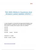 TAX 4001 Midterm Questions And Answers Latest Update &lpar;2025&rpar;&excl;&excl;