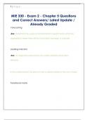 MIE 330 - Exam 2 - Chapter 5 Questions  and Correct Answers&sol; Latest Update &sol;  Already Graded