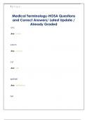 Medical Terminology-HOSA Questions  and Correct Answers&sol; Latest Update &sol;  Already Graded