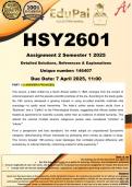HSY2601 Assignment 2 SECTION B &lpar;COMPLETE ANSWERS&rpar; Semester 1 2025 &lpar;146407&rpar; - DUE 7 April 2025