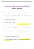 ACCUPLACER WRITING TEST OVERVIEW&lowbar;REVIEW &vert;  QUESTIONS WITH CORRECT VERIFIED ANSWERS &vert;  HIGHLY GRADED A&plus;