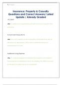 Insurance&colon; Property & Casualty  Questions and Correct Answers&sol; Latest  Update &sol; Already Graded