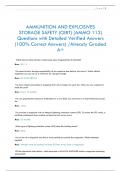 AMMUNITION AND EXPLOSIVES  STORAGE SAFETY &lpar;CERT&rpar; &lpar;AMMO 112&rpar; Questions with Detailed Verified Answers  &lpar;100&percnt; Correct Answers&rpar; &sol;Already Graded  A&plus;