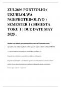 ZUL2606 PORTFOLIO &lpar; UKUHLOLWA NGEPHOTHIFOLIYO &rpar; SEMESTER 1 &lpar;ISIMESTA YOKU 1 &rpar; DUE DATE MAY 2025 &period; 