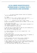 GCSS-ARMY MAINTENANCE SUPERVISOR'S COURSE TEST 1 QUESTIONS AND ANSWERS
