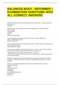 BALANCED BODY - REFORMER 1 EXAMINATION QUESTIONS WITH ALL CORRECT ANSWERS 