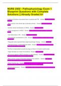 NURS 2502 - Pathophysiology Exam 1 Blueprint Questions with Complete Solutions &vert;&vert; Already Graded A&plus;